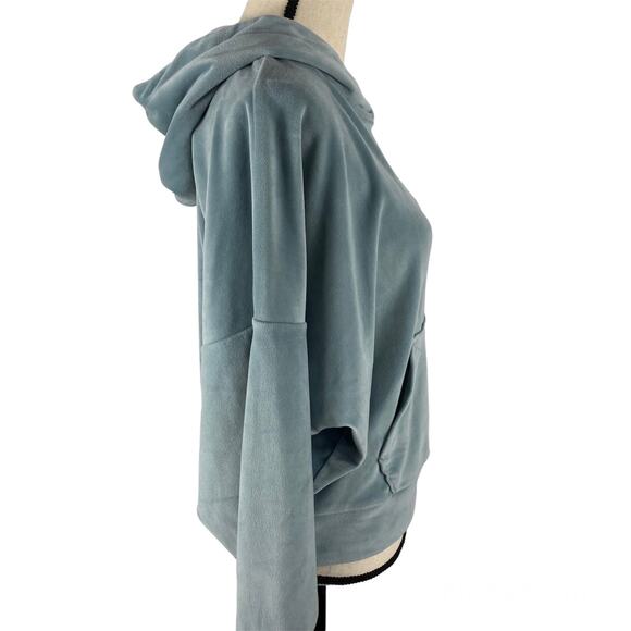 American Eagle Velour Sweatshirt Cozy Ever After Hoodie Teal Green Womens Small - Picture 4 of 13